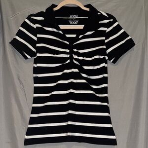 Bugle Boy Black and White Striped Short Sleeve Tee